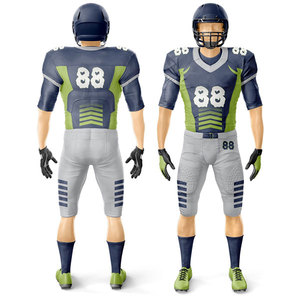 Nouveauté unisexe : Ensembles d'uniformes de football américain en gros, respirants, à manches courtes, rembourrés, 100 % polyester, imprimés pour équipes, grandes tailles - Product Image 1
