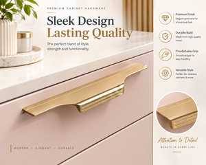 Tirador de Gabinete Moderno en Oro Cepillado, Tirador Largo para Cajón, Herraje Metálico para Muebles de Cocina KELLTON NR-SH-1007 - Product Image 2