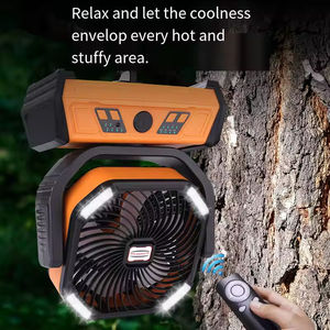 Ventilador de Camping para Exteriores con Energía Solar, Carga USB, Brújula, Luz LED, Batería de 10000mAh, 10W de Potencia, Viento Fuerte, Temporizador, para Pesca - Product Image 6