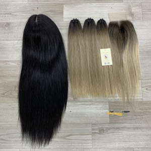 Nouvelle Arrivée Bundle de Cheveux Humains 4x4 HD Fermeture Droite Highlight Blonde Double Dessiné Bundles Extensions de Trame - Product Image 6