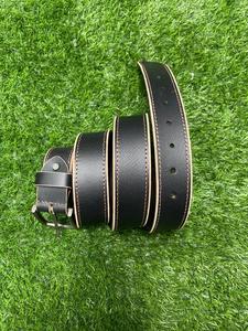 Ceinture en cuir de vachette noir avec boucle à ardillon, bord tressé, logo personnalisé, pour homme, usage quotidien, accessoires pour homme, ceinture en cuir pour homme - Product Image 2