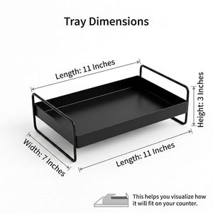 Black Metal Vanity <b>Tray</b> Rectangle Shape Minimalist Design for Makeup <b>Perfume</b> Storage Organizer Easy To Clean Polished Finish - Product Image 5