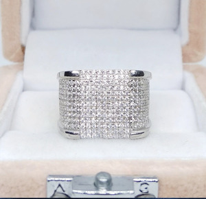 Men's Engagement & Wedding <b>Ring</b> 925 Sterling <b>Silver</b> Hip Hop Style Cluster <b>Ring</b> Rhodium Plated Party Gift Unique <b>Statement</b> Design - Product Image 1