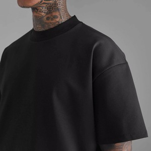 Men Oversized White Cotton T-Shirt Short Sleeve O-Neck Casual Jersey Plain Dyed Solid Color Blank Design - Product Image 6