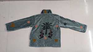 Chaqueta Unisex Talla Única Verde Salvia con Diseño de Serpiente y Palmera, Chaqueta Suzani con Bordado de Lujo de Artesanos Indios, Abrigo Floral Boho - Product Image 6