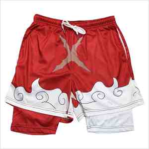<b>Men's</b> Red White Cloud Pattern Board Shorts Quick Dry Drawstring Waist Casual Swim <b>Trunks</b> - Product Image 1