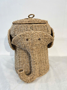 Natural Rattan Eco-Friendly Multifunction Folding <b>Elephant</b>-Shaped Drink/Food Storage Basket Unique Water Hyacinth Design Sweeten - Product Image 3