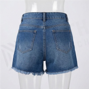 Shorts en jean taille haute pour femme, grande taille, respirants, écologiques, décontractés, coupe ajustée, motif estival, couleur personnalisable - Product Image 2