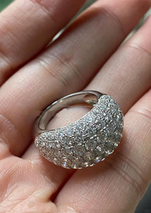 Micro Pave Cut Diamond Anniversary Engagement Wedding Gift Rhodium Plated 925 Sterling <b>Silver</b> Chunky Dome <b>Statement</b> Cluster <b>Ring</b> - Product Image 4