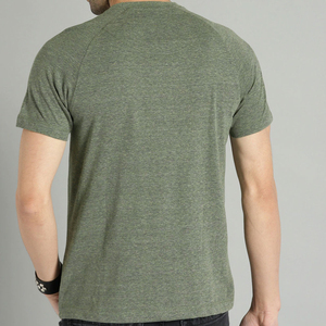 T-shirt à manches courtes pour homme, vert olive, col rond, décontracté, couleur unie, jersey tricoté, coton respirant 300g, confortable - Product Image 2