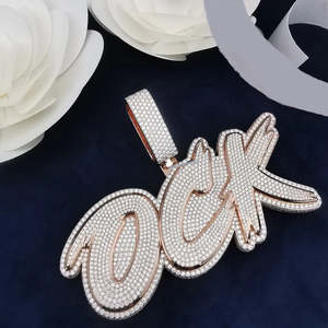 Pendentif personnalisé avec nom serti de pierres pour hommes et femmes, lettre initiale en moissanite ronde brillante couleur D, collier en argent sterling - Product Image 6