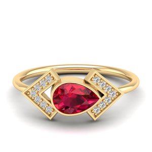 Anillos de compromiso REYES de lujo en plata de ley 925 con rubí de corte pera de 0.75 quilates y moissanita para mujer, joyería fina. - Product Image 1