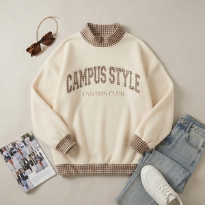 เสื้อสเวตเชิ้ตคอเต่าทรงโอเวอร์ไซส์สีกรมท่าสำหรับผู้หญิง พิมพ์ลายสโมสรฟุตบอล ผ้าฟลีซ 100% ผ้าฝ้าย เหมาะสำหรับใส่ในฤดูใบไม้ร่วง - Product Image 5