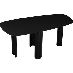 Modern Durable Black Irregular Shape 1800mm Wooden 4-Seater <b>Dining</b> <b>Table</b> with Bentwood Legs Minimalist Design - Product Image 4