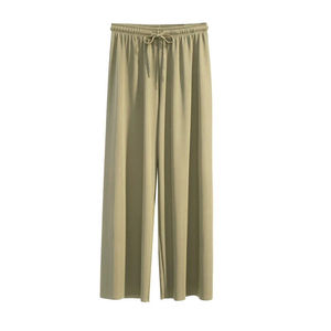 Pantalon évasé sport d'été pour femme, taille élastique, taille haute, couleur unie, respirant, décontracté, teint uni - Product Image 3