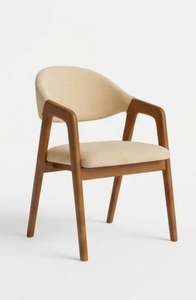 Chaise de salle à manger moderne en tissu bouclé de style nordique, fauteuil individuel en bois massif pour mobilier de restaurant de luxe - Product Image 4