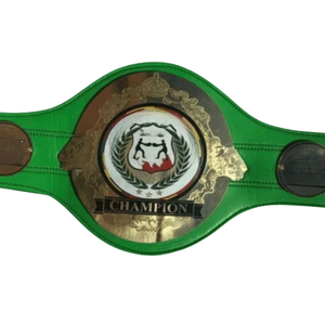 เข็มขัดแชมป์สีเขียวแบบกำหนดเอง พร้อมรายละเอียดสีทอง และดีไซน์ตัวอักษร "Champion" แบบโดดเด่น รุ่นสะสมพิเศษ - Product Image 5