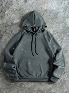 Hip Hop Oversized Black Rhinestone Hoodie Full Zip <b>Thick</b> <b>Fleece</b> Sweatshirt Vintage Casual Street Fashion <b>Jacket</b> for Men Women - Product Image 1