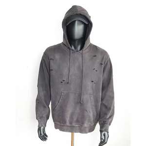 Sweat à capuche homme épais délavé à l'acide, coupe classique, motif imprimé, idéal pour l'hiver, coupe oversize, prix abordable - Product Image 1