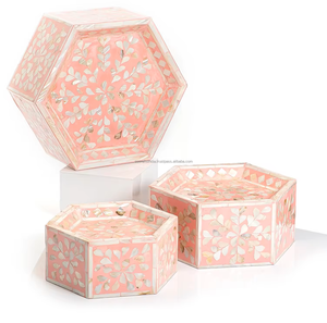 Support à gâteau hexagone de luxe fait à la main en incrustation d'os et de nacre de table en inde pour la célébration du Ramadan Eid Mubarak - Product Image 5