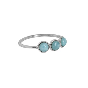 Bagues Trio Triple Pierre en Argent Sterling 925 avec Larimar Naturel, Cabochon Rond Sertie clos, Bijoux Fins de Déclaration, Vente en Gros - Product Image 1