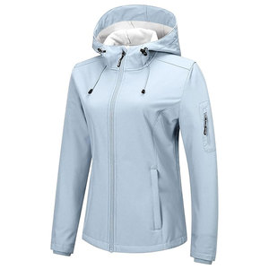Chaqueta cortavientos con forro polar para mujer, ligera, resistente al agua y cálida, con capucha, para viajes y uso diario. - Product Image 1