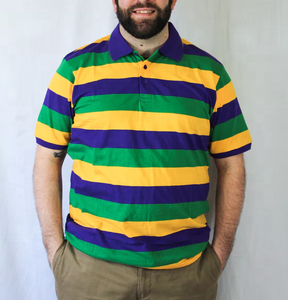 <b>Men's</b> Striped Knitted <b>Polo</b> <b>Shirt</b> Short Sleeve Casual Color Blocked Design Purple <b>Green</b> Yellow - Product Image 3