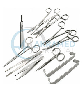 Kit de Cirugía Menor Básico de 11 Piezas, Juego de Instrumentos Quirúrgicos de Acero Inoxidable, Certificado CE ISO, Reutilizable, Manual - Product Image 1