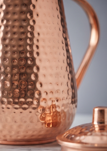 Hammered Pure Copper <b>Water</b> <b>Jug</b> Pitcher with Lid Traditional Ayurvedic Drinking Vessel Metal Barware Supplies - Product Image 5