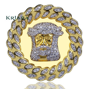 Bague de cocktail pour homme en argent 925 plaqué or 18 carats avec visage de Jésus en moissanite, bijou religieux affirmé - Product Image 4