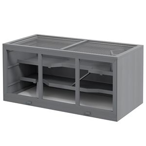 Gabbia per Criceti a 3 Piani Grigia, Stile Moderno, in Metallo, con Tetto a Cerniera, Vassoio Impermeabile, Design Salvaspazio per Piccoli Animali di Taglia Grande - Product Image 1