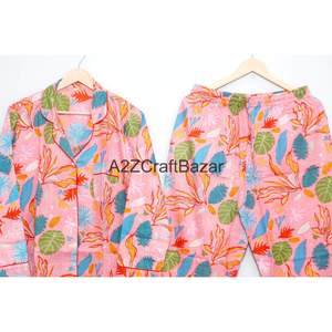 Hot Selling Smooth Romantic Cotton Pajama Set Long <b>Pant</b>-Women's Bohemian Summer Sleepwear & Loungewear Gift - Product Image 6