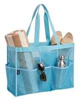Sac fourre-tout en maille léger personnalisé avec logo, plusieurs poches, idéal pour la plage, la piscine, la natation, le shopping, le sport et les vacances