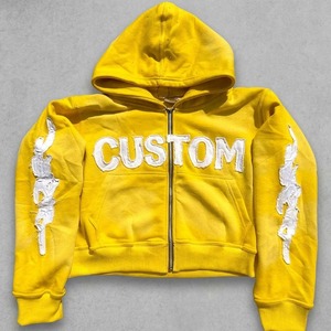 Sudadera con Capucha Amarilla Personalizada, Diseño Sólido, Corte Holgado, Unisex, Estilo Urbano, Transpirable, Poliéster/Algodón - Product Image 1