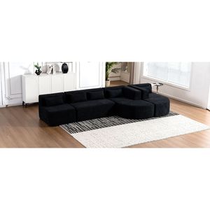 Divano Componibile Imbottito da 144 Pollici con Due Chaise Longue e Cinque Cuscini per Soggiorno (Vecchio SKU N719S00160) - Product Image 4