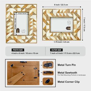 Handcrafted Inlay Photo <b>Frame</b> | Premium Decorative Picture <b>Frame</b> for Table & <b>Wall</b> |Modern Home Accent Picture <b>Frame</b> - Product Image 3