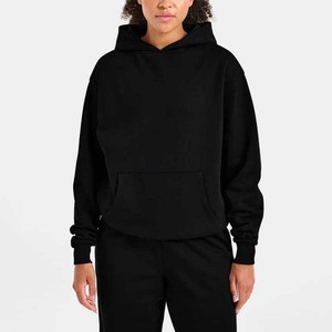 Sudadera con capucha transpirable de manga larga para mujer, con hombros caídos, logotipo personalizado al por mayor, de gran tamaño, 100% algodón polar de secado rápido - Product Image 1