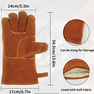 ถุงมือเซฟตี้สำหรับทำสวน ป้องกันการกัด ทนความร้อนและทนต่อการบาด ถุงมือหนังวัวสำหรับงานช่าง งานอุตสาหกรรม - Product Image 5