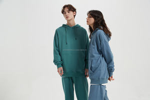 Sudaderas con capucha de lana de algodón 100% Unisex, ropa de calle personalizada, Jersey, sudadera bordada para hombre, ropa de invierno de gran tamaño pesada teñida lisa - Product Image 5