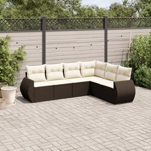 Conjunto de sofás de jardín grandes y modulares de ratán sintético marrón - Product Image 1