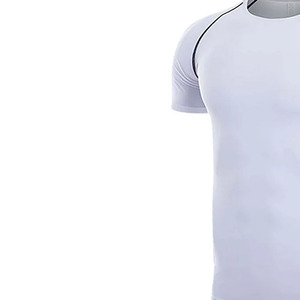 Custom <b>Men</b> Compression Shirts Short Sleeves Knitted Moisture Wicking <b>Stretch</b> Fitness Workout Sports Wear OEM - Product Image 3
