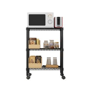 "3 Layer <b>Plastic</b> Coated Iron Shelving Unit with 1.5" <b>Plastic</b> <b>Wheels</b> 350x600x850mm Black" - Product Image 6