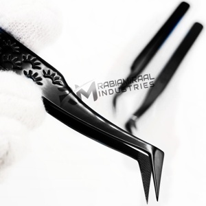 Pinzas para Extensión de Pestañas de Color Negro Plasma, Acero Inoxidable, Agarre de Diamante, 3 Puntas Diferentes, Producto de Primera Calidad - Product Image 1