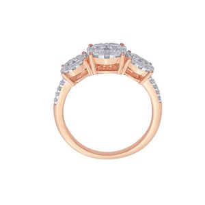 Anillo de Oro Rosa de 14K con Tres Diamantes Redondos Cultivados en Laboratorio - Product Image 2