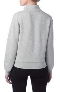 <b>Women's</b> New Arrival Long Sleeve Pullover Stand Collar <b>Quarter</b> <b>Zip</b> Fleece <b>Sweatshirt</b> Casual Wear Plain Solid Color for Autumn - Product Image 5