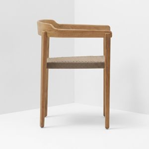 Garden Chairs Modern Curved Solid Teak <b>Wood</b> Woven Rope Seat <b>Armchair</b> Patio Furniture for Luxury Hotel Resort Project Supply - Product Image 3