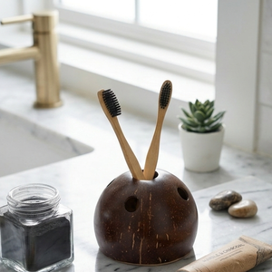 Coconut Natural Wood Round <b>Toothbrush</b> <b>Holder</b> Home Decoration for All <b>Toothbrushes</b> <b>and</b> <b>Toothpaste</b> - Product Image 2