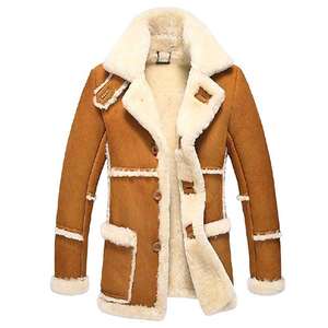 2026 OEM Veste pour homme la plus vendue en cuir de mouton marron à col mandarin et capuche, 100% haute qualité, vente en gros, faible MOQ, manteaux chauffants - Product Image 3