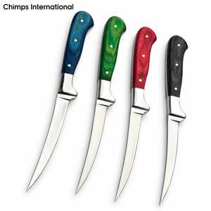 Cuchillo de Filetear Ecológico Hecho a Mano con Hoja de Acero Inoxidable, Acabado Pulido, Mango de Madera Colorido, Flexible para Filetear y Desespinar Pescado - Product Image 4