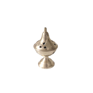 Brûleur d'encens en laiton artisanal réglable de qualité supérieure, sans charbon, pour bougies chauffe-plat, résine et Bakhoor, avec poignée en bois, à vendre - Product Image 4
